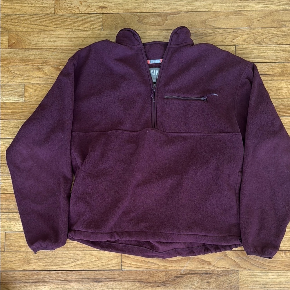 Plum Fleece Pullover with Zip Pocket
